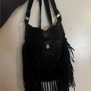 Black Fringe Leather Bag